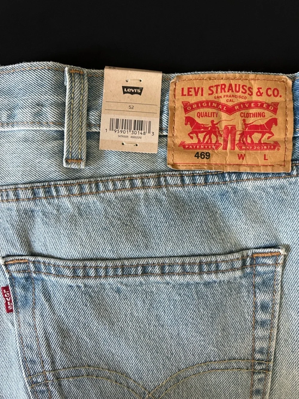 Levi's 469 Denim Shorts Big Men's Size 52 Blue Loose Fit Cotton Raw Hem